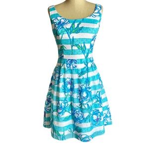 NWT Lilly Pulitzer Posie Dress Shorely Blue Tossing The Line Print